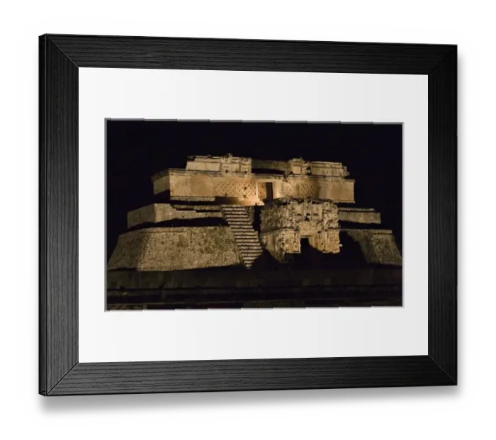 Framed Print : North America, Mexico, Yucatan, Uxmal. Detail of the top of the Pyramid of the Magician