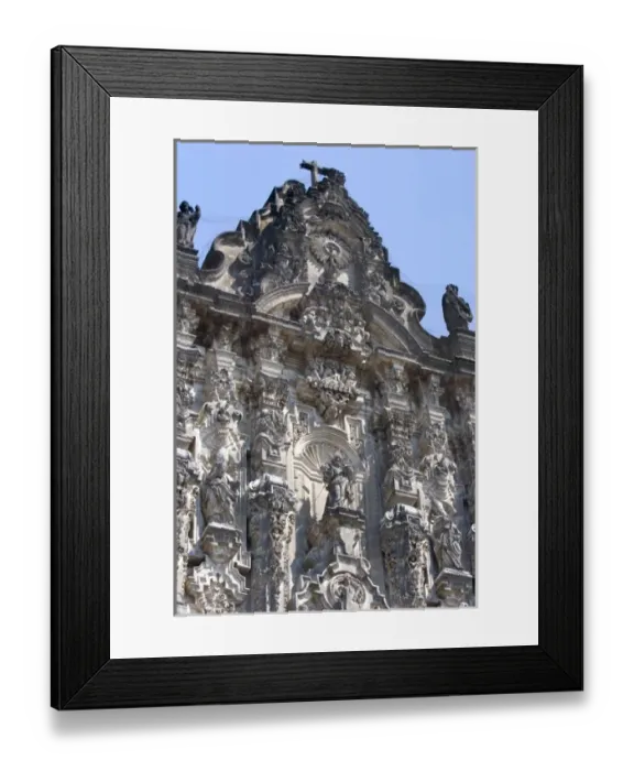 Framed Print : Detail of the Catedral Metropolitana facade located on the zocalo in Mexico City