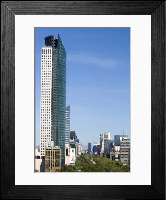 Framed Print : Torre Mayor and view of the Paseo de la Reforma in Mexico City, Mexico
