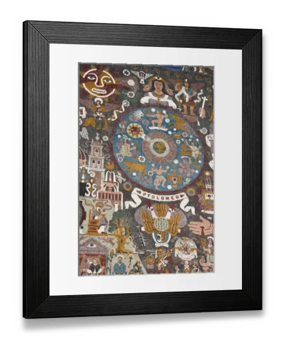 Framed Print : A close up view of the exterior stone mosaic mural on the Central Library on