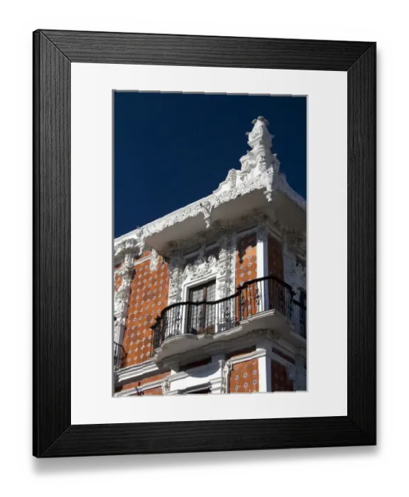 Framed Print : Ironwork balcony on the Casa de Alfenique in the city of Puebla, Puebla, Mexico Framed Print : Ironwork balcony on the Casa de Alfenique in the city of Puebla, Puebla, Mexico