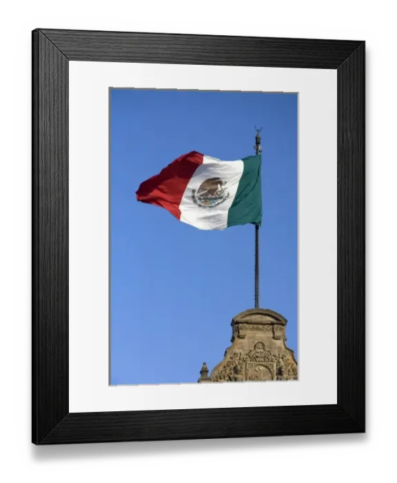 Framed Print : The Flag of Mexico atop the National Palace in Mexico City, Mexico Framed Print : The Flag of Mexico atop the National Palace in Mexico City, Mexico