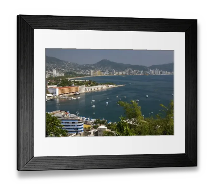 Framed Print : Acapulco Bay lined with hotels in Acapulco, Guerrero, Mexico Framed Print : Acapulco Bay lined with hotels in Acapulco, Guerrero, Mexico