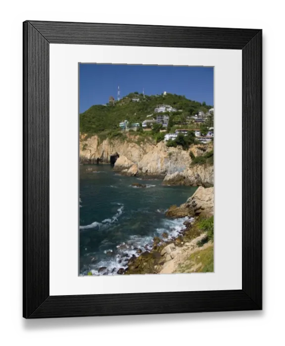 Framed Print : Cliffside housing along the bay at Acapulco, Guerrero, Mexico
