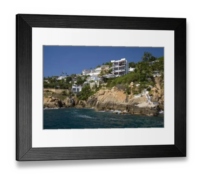 Framed Print : Cliffside housing along the bay at Acapulco, Guerrero, Mexico