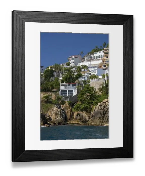 Framed Print : Cliffside housing along the bay at Acapulco, Guerrero, Mexico Framed Print : Cliffside housing along the bay at Acapulco, Guerrero, Mexico