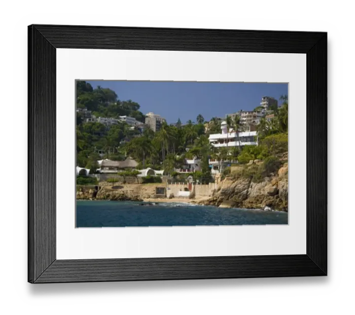 Framed Print : Cliffside housing along the bay at Acapulco, Guerrero, Mexico Framed Print : Cliffside housing along the bay at Acapulco, Guerrero, Mexico