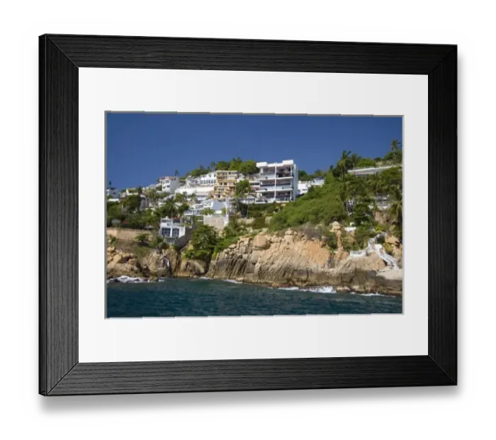 Framed Print : Cliffside housing along the bay at Acapulco, Guerrero, Mexico Framed Print : Cliffside housing along the bay at Acapulco, Guerrero, Mexico
