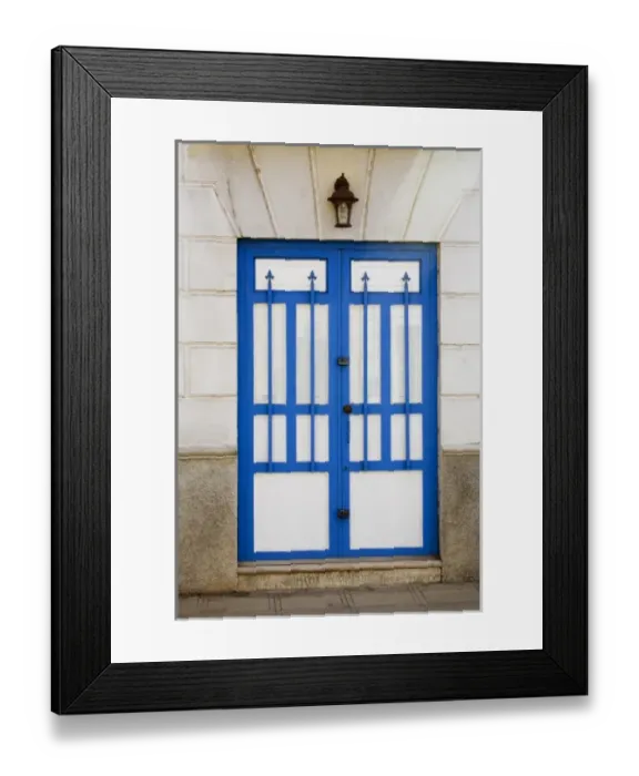 Framed Print : North America, Mexico, Yucatan, Merida. A blue and white doorway