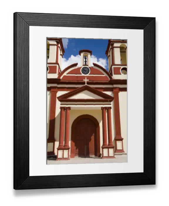 Framed Print : Mexico, Yucatan. Church on the main roadway leading from Merida to Celestun