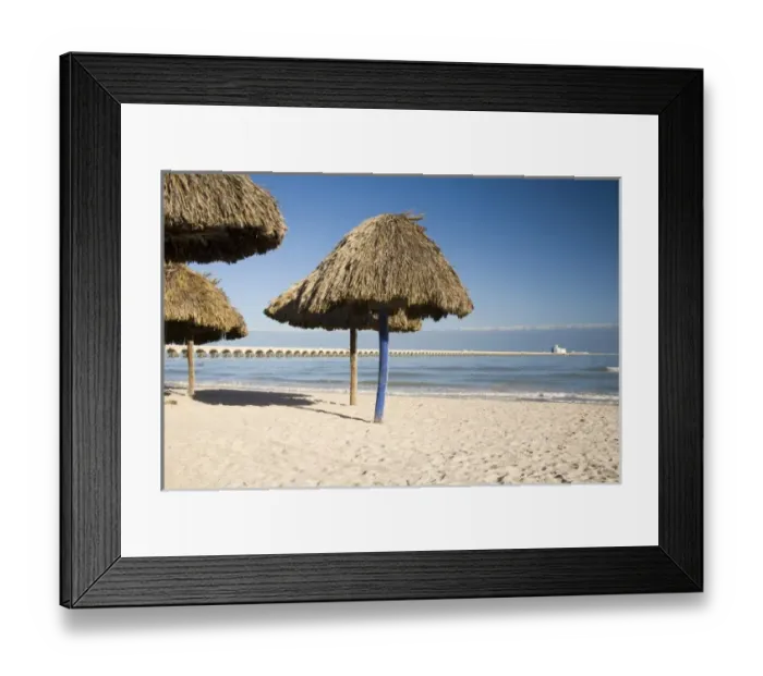 Framed Print : Mexico, Yucatan, Progreso. The beach of Progreso with the 5 mile long Progreso pier Framed Print : Mexico, Yucatan, Progreso. The beach of Progreso with the 5 mile long Progreso pier