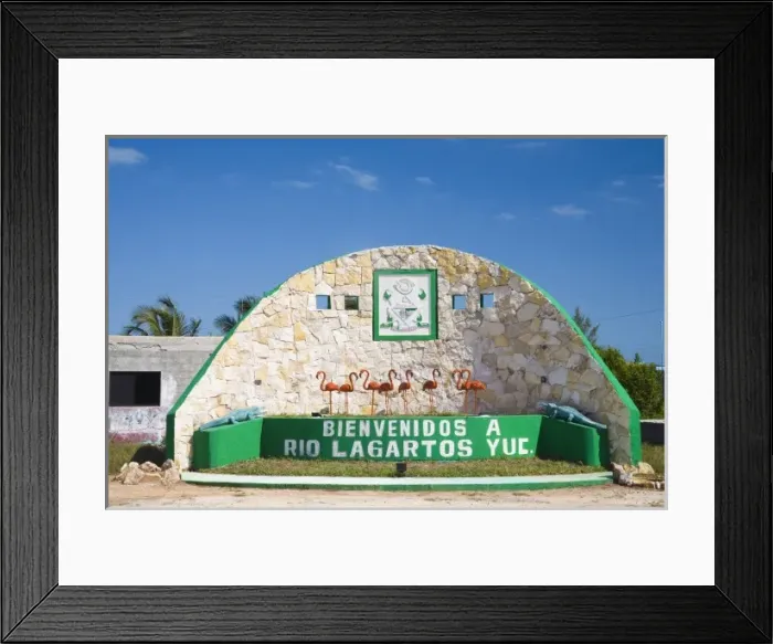 Framed Print : N. A. Mexico, Yucatan, Rio Lagartos. The entrance into the town Framed Print : N. A. Mexico, Yucatan, Rio Lagartos. The entrance into the town