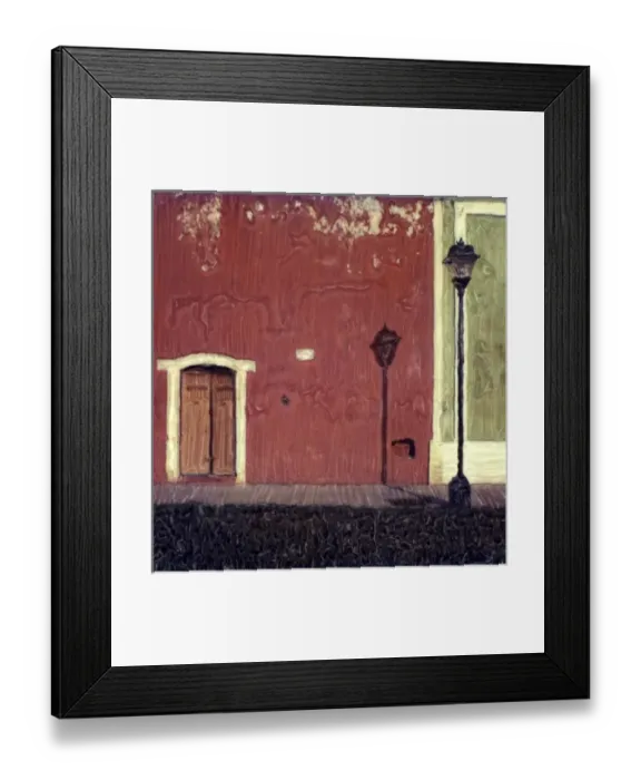 Framed Print : North America, Mexico, Yucatan, Valladolid. Lamp post reflected on colorful building Framed Print : North America, Mexico, Yucatan, Valladolid. Lamp post reflected on colorful building