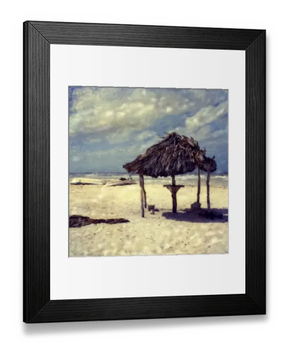 Framed Print : North America, Mexico, Yucatan, Caribbean, Sisal. Palm shelter at Caribbean beach Framed Print : North America, Mexico, Yucatan, Caribbean, Sisal. Palm shelter at Caribbean beach
