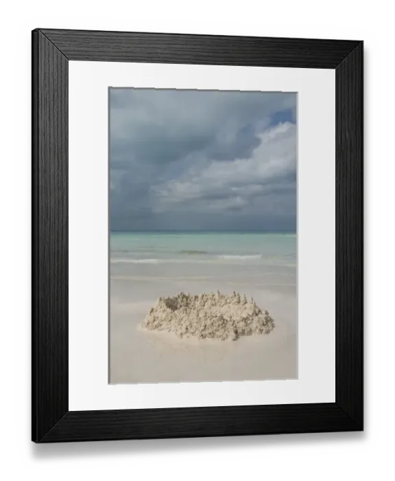 Framed Print : Mexico, Yucatan, Isla Mujeres (Island of Women), sand castle on beach and Caribbean Sea Framed Print : Mexico, Yucatan, Isla Mujeres (Island of Women), sand castle on beach and Caribbean Sea