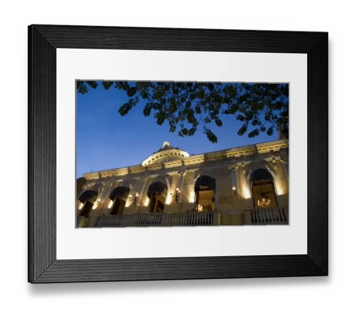 Framed Print : Mexico, Yucatan, Merida, facade of restaurant at dusk Framed Print : Mexico, Yucatan, Merida, facade of restaurant at dusk