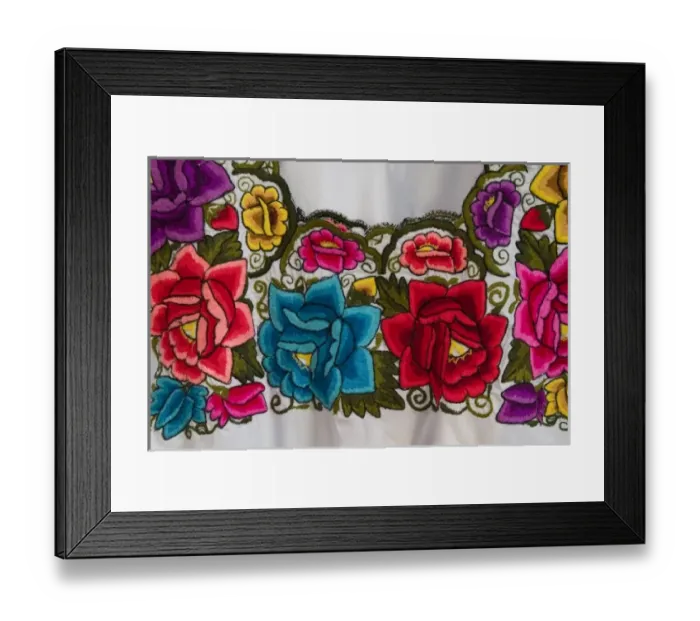 Framed Print : Mexico, Yucatan, Valladolid, traditional embroidered blouse Framed Print : Mexico, Yucatan, Valladolid, traditional embroidered blouse