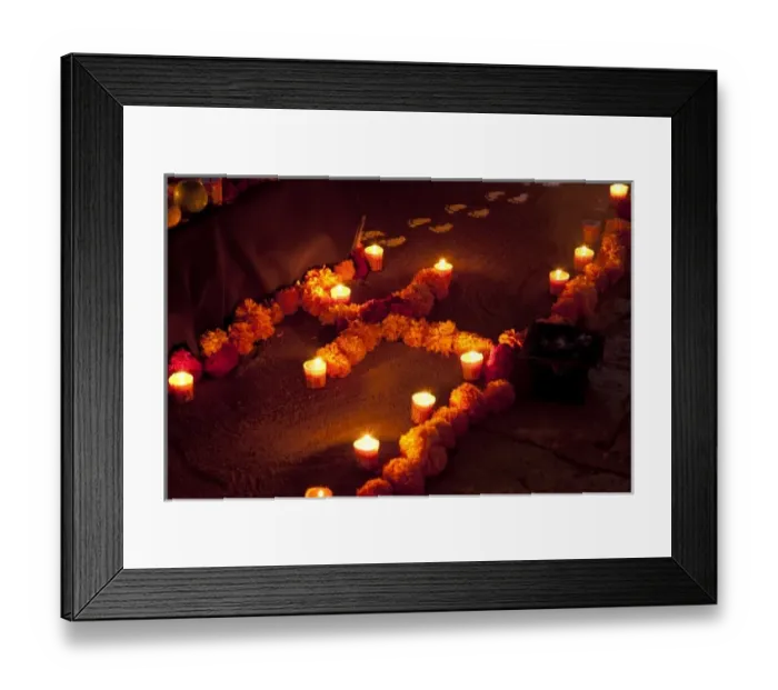 Framed Print : Mexico, Oaxaca Province, Oaxaca, Pantheon San Miguel Cemetery, grave adorned with marigold flowers