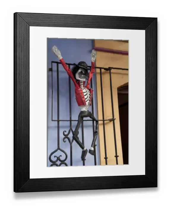 Framed Print : Mexico, Oaxaca Province, Oaxaca, skeleton of pop singer Michael Jackson outside of restaurant Framed Print : Mexico, Oaxaca Province, Oaxaca, skeleton of pop singer Michael Jackson outside of restaurant