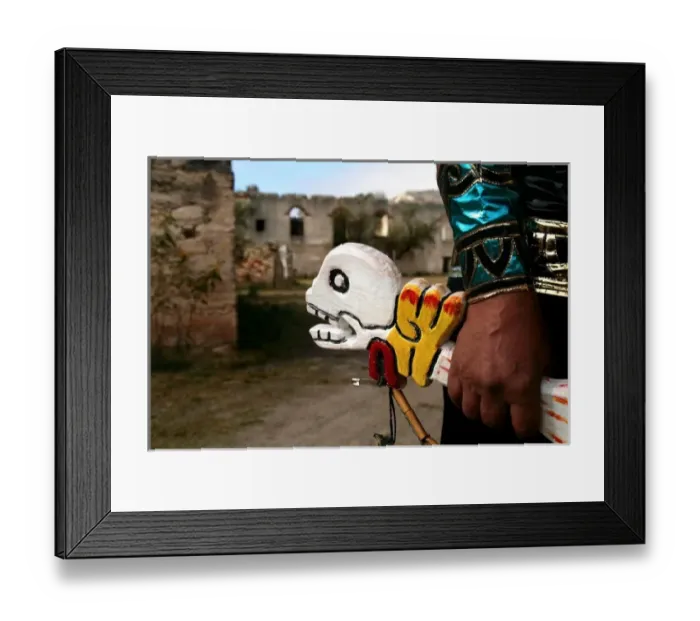 Framed Print : Pozos, Mexico. Idigenous Mexican Indian in costume getting ready to dance