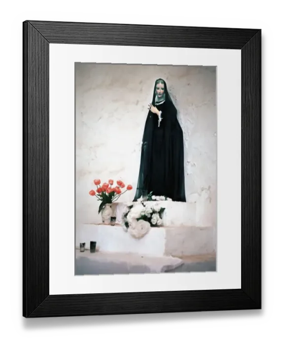 Framed Print : Mexico, Copper Canyon, Batopilas, Satevo. Madone dressed in black in the old colonial Framed Print : Mexico, Copper Canyon, Batopilas, Satevo. Madone dressed in black in the old colonial