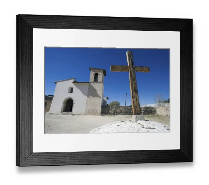 Framed Print : Mexico, Sierra Tarahumara, Cusarare. Mission of Cusarare, a native community in