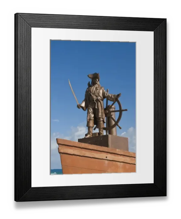 Framed Print : Mexico, Cozumel. Pirate statue, Isla de Cozumel (Cozumel Island)