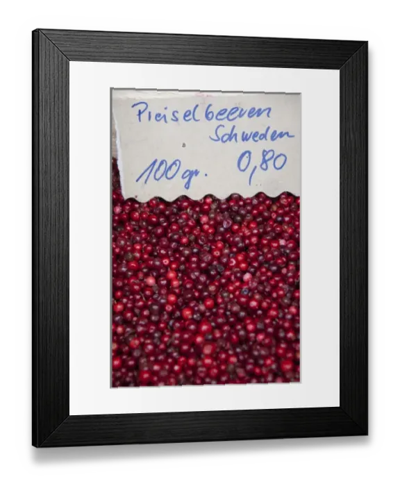 Framed Print : Germany, Bavaria, Passau. Open-air farmers market, red berries from Sweeden Framed Print : Germany, Bavaria, Passau. Open-air farmers market, red berries from Sweeden