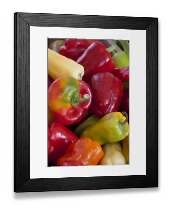 Framed Print : Germany, Bavaria, Passau. Open-air farmers market. Colorful sweet bell peppers Framed Print : Germany, Bavaria, Passau. Open-air farmers market. Colorful sweet bell peppers