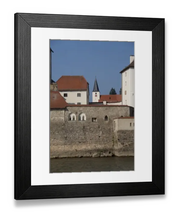Framed Print : Germany, Bavaria, Passau. Historic Veste Niederhaus, at the confluence of the Danube & Ilz rivers