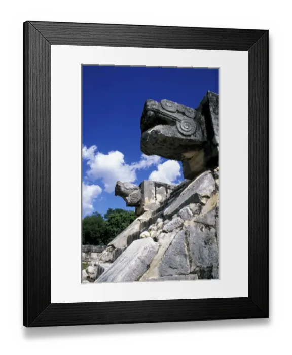 Framed Print : Central America, Mexico, Yucatan, Chichen Itza. Serpentine head at the Platform of Eagles Framed Print : Central America, Mexico, Yucatan, Chichen Itza. Serpentine head at the Platform of Eagles