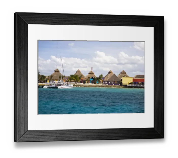 Framed Print : Cozumel, Mexico. The port area of Cozumel. This is a common path for those doing