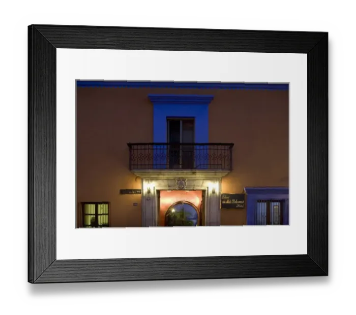 Framed Print : Mexico, Oaxaca, Restored colonial-era doorway and balcony of Casa de Siete Balcones Framed Print : Mexico, Oaxaca, Restored colonial-era doorway and balcony of Casa de Siete Balcones