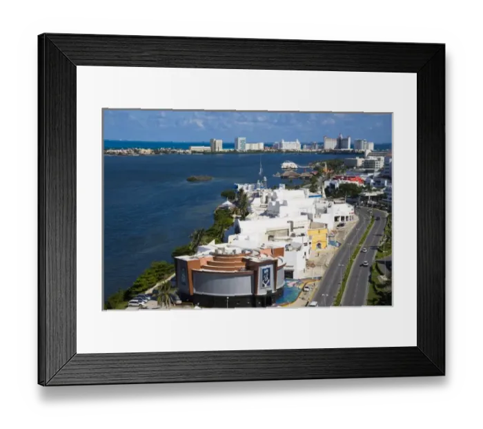 Framed Print : Mexico, Quintana Roo, Cancun, hotel zone on Isla Cancun, bordering the Caribbean Sea