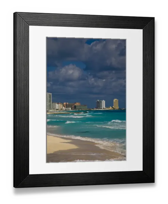 Framed Print : Mexico, Quintana Roo, Cancun, hotel zone on Isla Cancun, bordering the Caribbean Sea