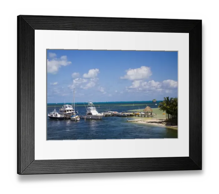 Framed Print : Mexico, Quintana Roo, Cancun, fishing and pleasure boats, parasail, Caribbean Sea Framed Print : Mexico, Quintana Roo, Cancun, fishing and pleasure boats, parasail, Caribbean Sea