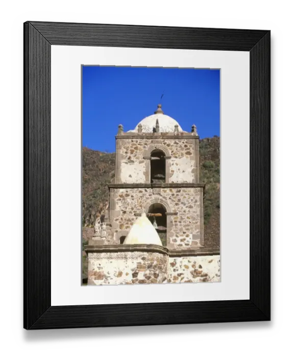 Framed Print : Mexico, Baja California Sur, San Javier, Mission San Javier de Vigge, Bell Tower