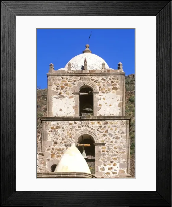 Framed Print : Mexico, Baja California Sur, San Javier, Mission San Javier de Vigge, Bell Tower