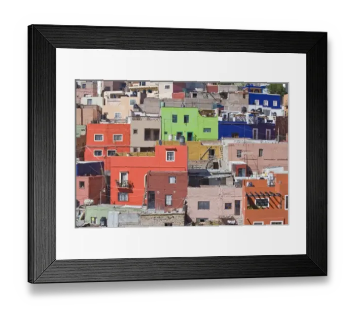 Framed Print : Mexico, Guanajuato, Guanajuato, Colorful Houses on Hillside