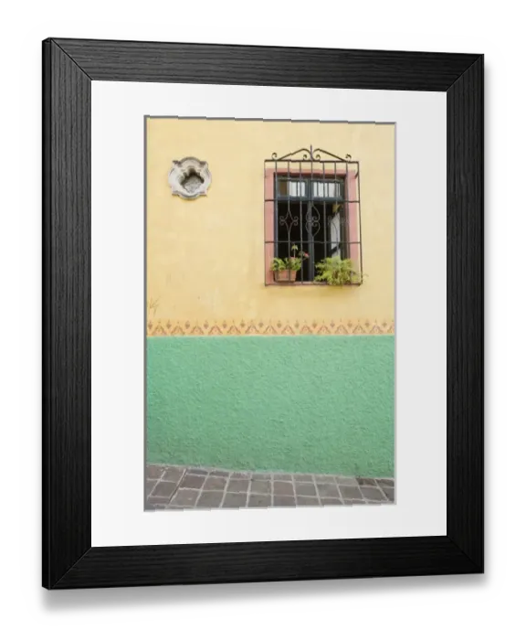 Framed Print : Mexico, Guanajuato, Guanajuato, Painted Wall and Window Framed Print : Mexico, Guanajuato, Guanajuato, Painted Wall and Window