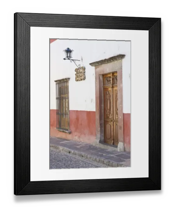 Framed Print : Mexico, Guanajuato, San Miguel de Allende, Doorway and Lantern in Historic District Framed Print : Mexico, Guanajuato, San Miguel de Allende, Doorway and Lantern in Historic District