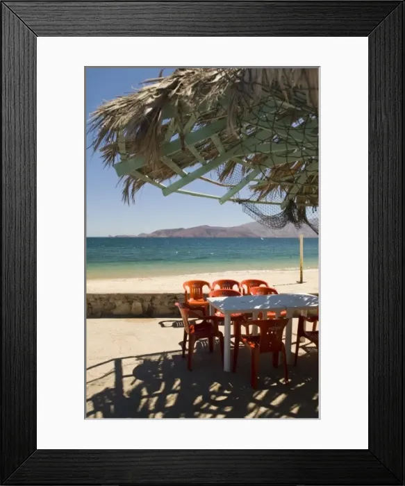 Framed Print : Mexico, Baja California, Bahia de los Angeles. Cafe on Sea of Cortez