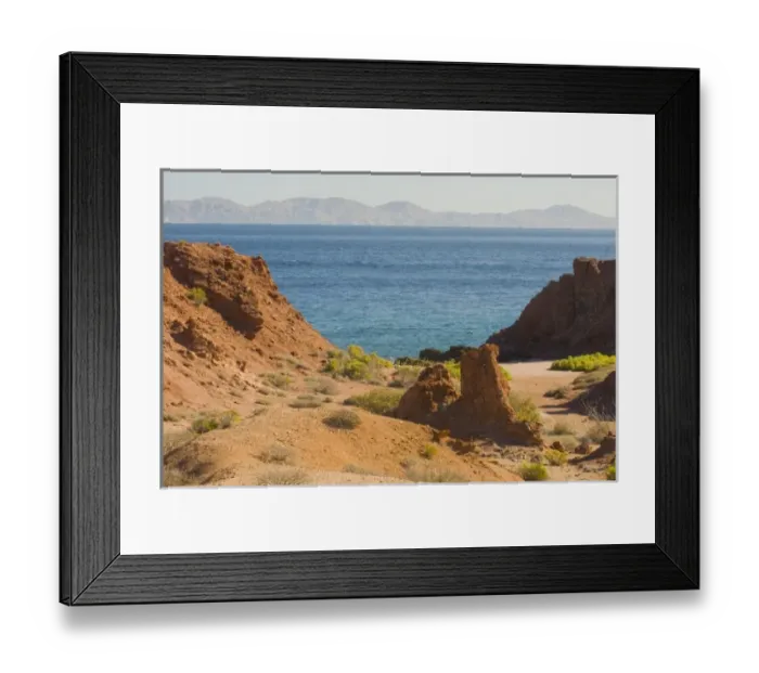 Framed Print : Mexico, Baja California, Sea of Cortez. Arroyo leads to secluded cove for snorkeling Framed Print : Mexico, Baja California, Sea of Cortez. Arroyo leads to secluded cove for snorkeling