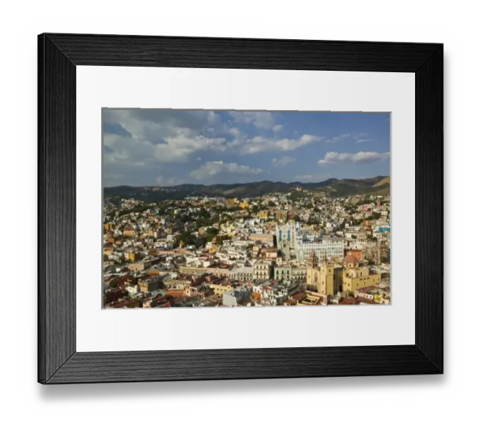 Framed Print : Mexico, Guanajuato State, Guanajuato. Town view from El Pipila Monument with Basilica Framed Print : Mexico, Guanajuato State, Guanajuato. Town view from El Pipila Monument with Basilica