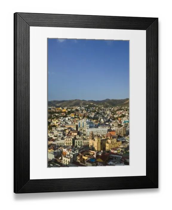 Framed Print : Mexico, Guanajuato State, Guanajuato. Town view from El Pipila Monument with Basilica Framed Print : Mexico, Guanajuato State, Guanajuato. Town view from El Pipila Monument with Basilica