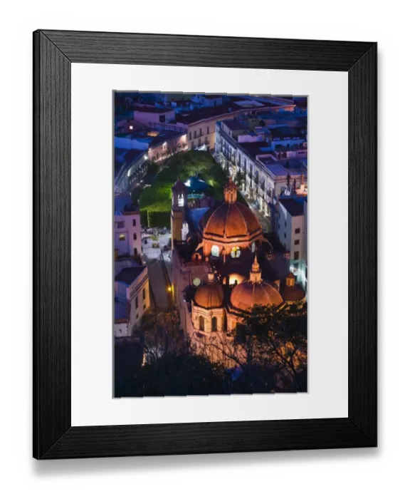 Framed Print : Mexico, Guanajuato State, Guanajuato. Aerial View of Templo San Diego de Alcala Baroque