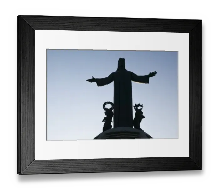 Framed Print : Mexico, Guanajuato State, Leon. Mountaintop Sanctuary of Christo ReyChrist Statue Silhouette (b