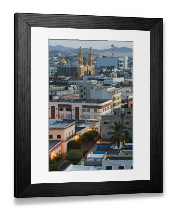 Framed Print : Mexico, Sinaloa State, Mazatlan. Old Mazatlan & Cathedral / Dawn Framed Print : Mexico, Sinaloa State, Mazatlan. Old Mazatlan & Cathedral / Dawn