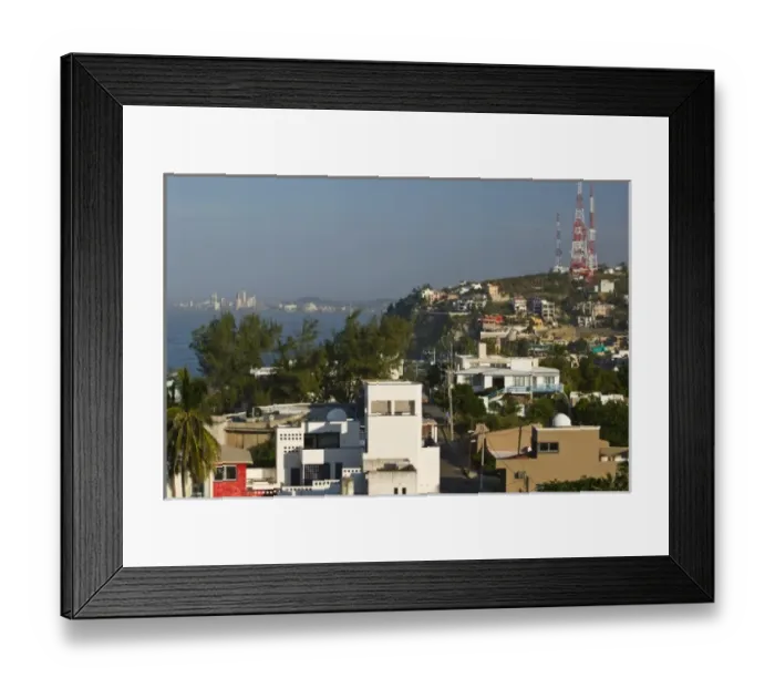 Framed Print : Mexico, Sinaloa State, Mazatlan. Houses on Cerro de la Creston Hill / Morning Framed Print : Mexico, Sinaloa State, Mazatlan. Houses on Cerro de la Creston Hill / Morning