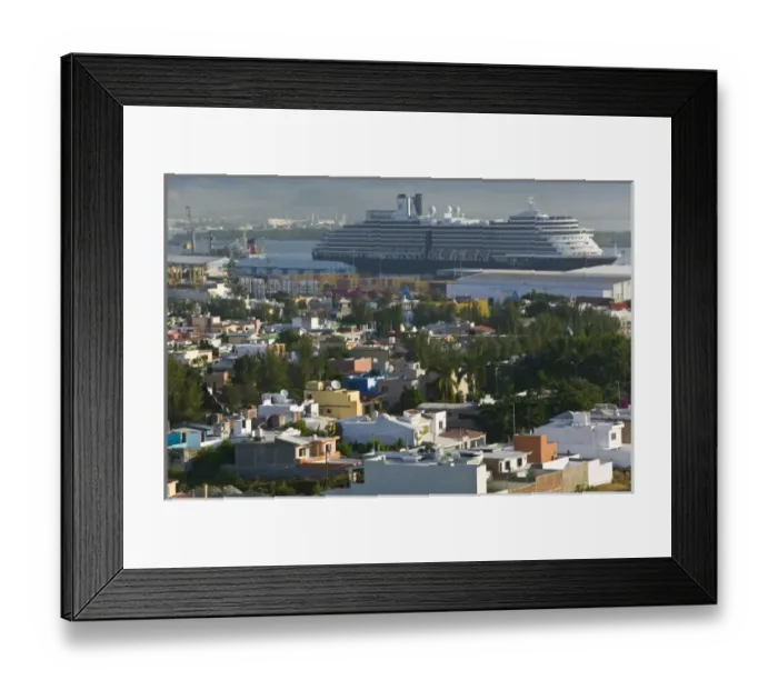 Framed Print : Mexico, Sinaloa State, Mazatlan. Port of Mazatlan and Cruise Ship Framed Print : Mexico, Sinaloa State, Mazatlan. Port of Mazatlan and Cruise Ship